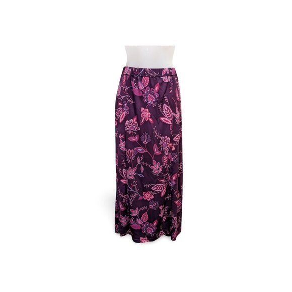 Vintage Y2K Floral Midi Skirt Size M Purple Long Length Casual Whimsygoth - Picture 2 of 4